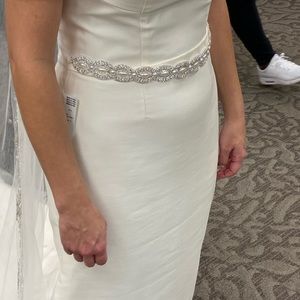 Rhinestone and pearl belt with ribbon tie